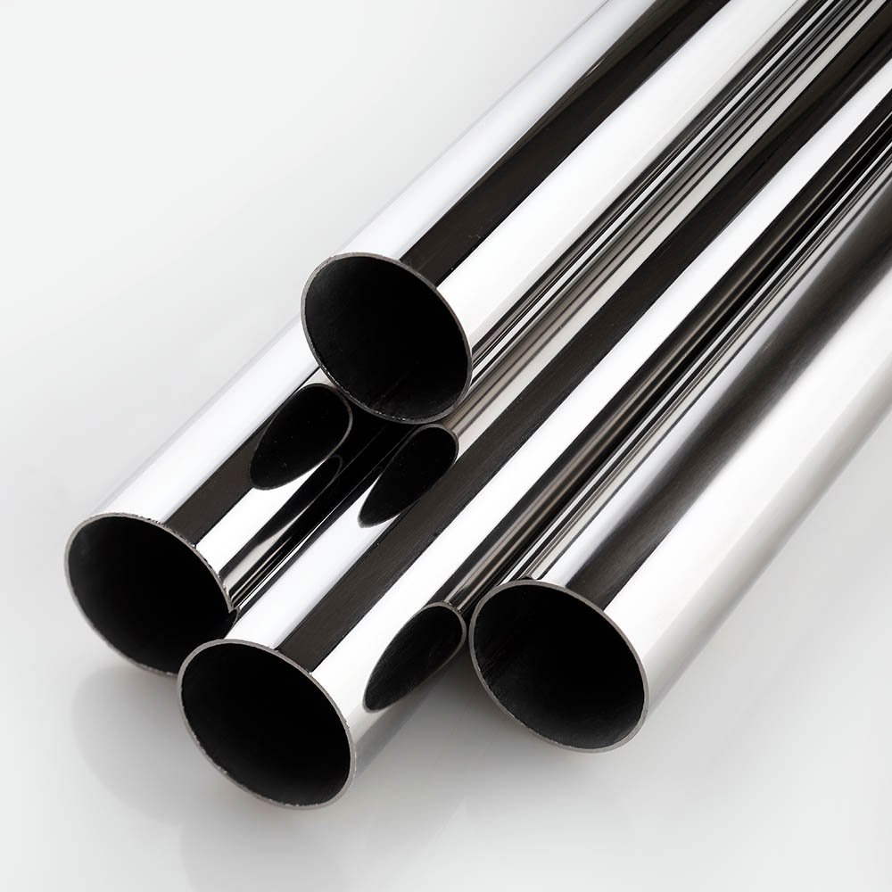 steel tubes and pipes on a white base